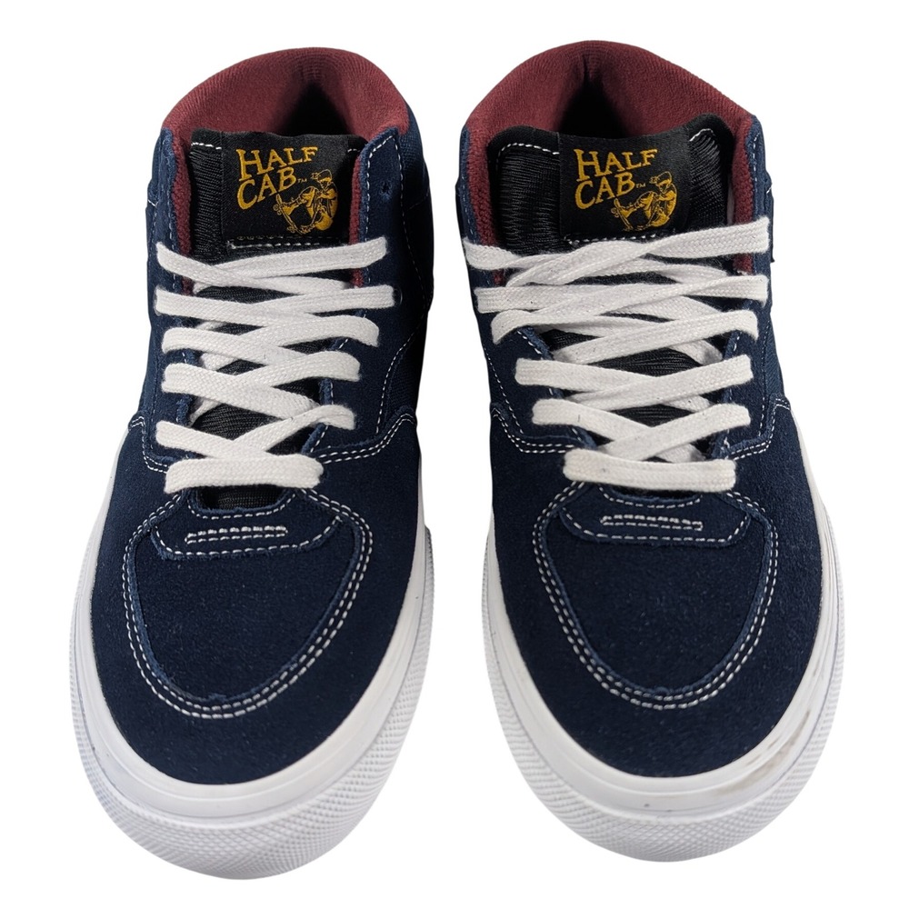 Vans Half Cab Mens Navy Blue Suede Canvas Mid Top Skate Shoes Sneaker